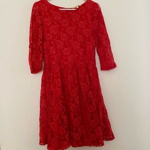 Red lace dress long sleeve